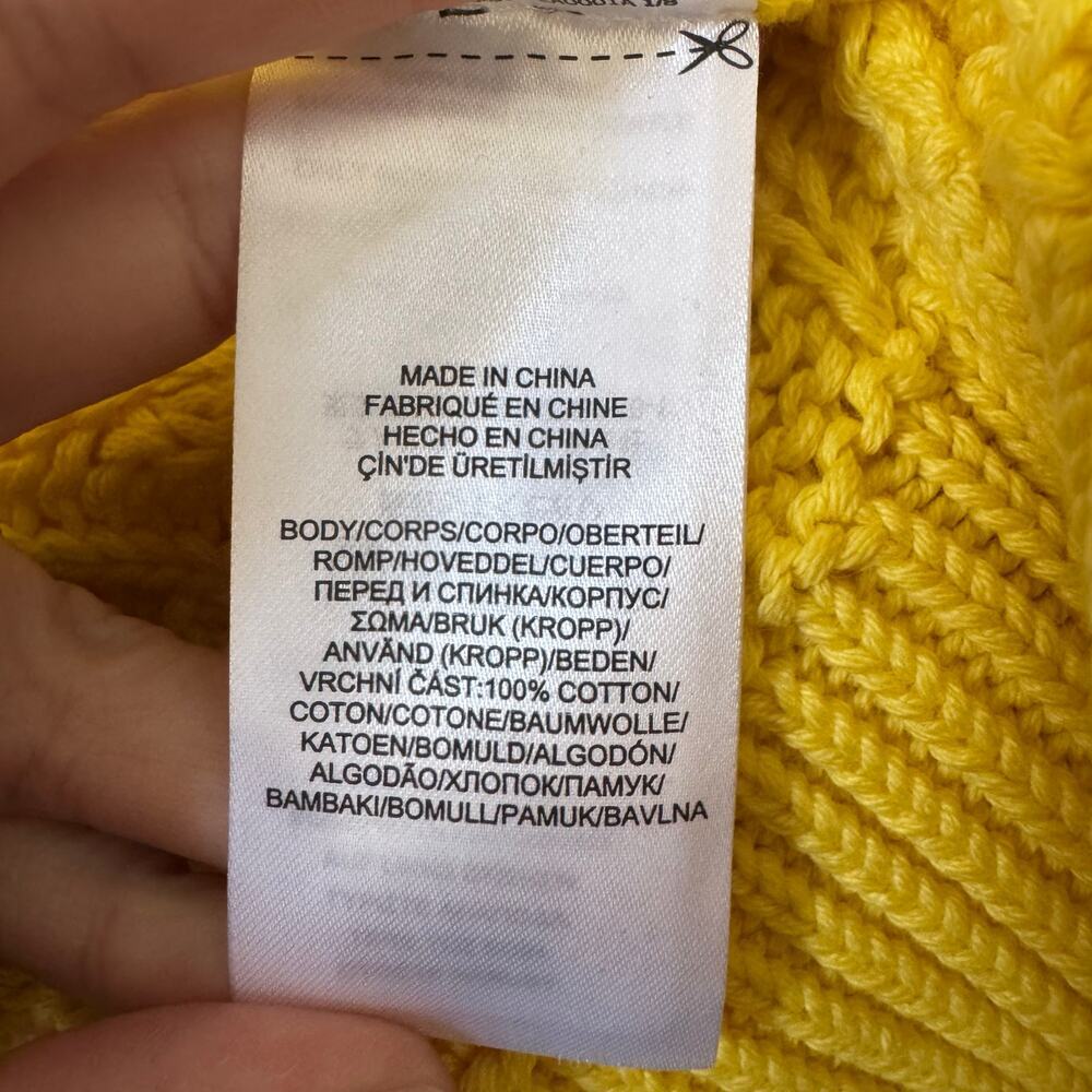NWOT Ralph Lauren Black Label Aran-Knit Cotton Sweater in "Sunfish Yellow" Sz L - Picture 10 of 10